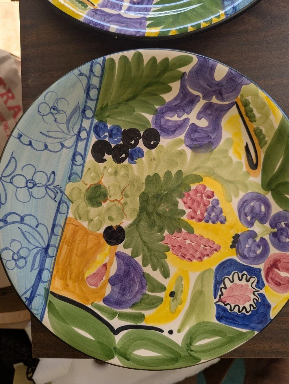 Favanol Martinique Hand Painted Dinner Plates, Set Of 7